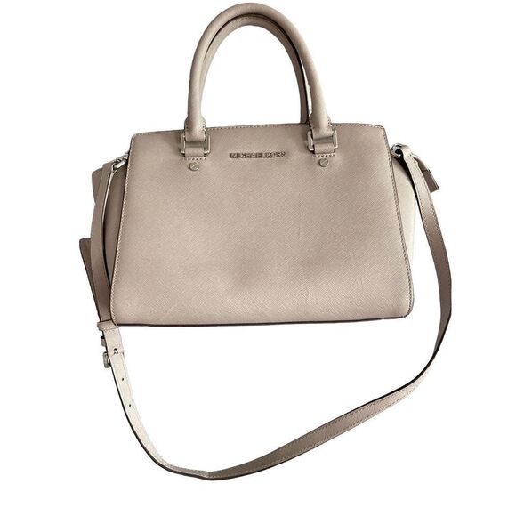 Michael Kors Selma Medium Satchel Crossbody Dark Dune Saffiano Leather - Picture 3 of 15